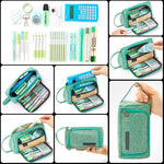 Qggro Medium Capacity Pencil Pen Case Bag Pouch Holder Multi-Slot School Supplies for Middle High School Office College Girl Adult Simple Storage Mint Green