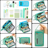 Qggro Medium Capacity Pencil Pen Case Bag Pouch Holder Multi-Slot School Supplies for Middle High School Office College Girl Adult Simple Storage Mint Green