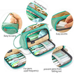 Qggro Medium Capacity Pencil Pen Case Bag Pouch Holder Multi-Slot School Supplies for Middle High School Office College Girl Adult Simple Storage Mint Green