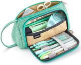 Qggro Medium Capacity Pencil Pen Case Bag Pouch Holder Multi-Slot School Supplies for Middle High School Office College Girl Adult Simple Storage Mint Green